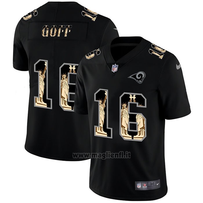 Maglia NFL Limited Los Angeles Rams Goff Statue of Liberty Fashion Nero